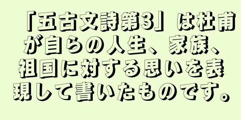 「五古文詩第3」は杜甫が自らの人生、家族、祖国に対する思いを表現して書いたものです。
