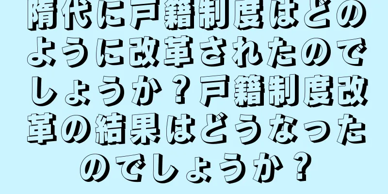 隋代に戸籍制度はどのように改革されたのでしょうか？戸籍制度改革の結果はどうなったのでしょうか？