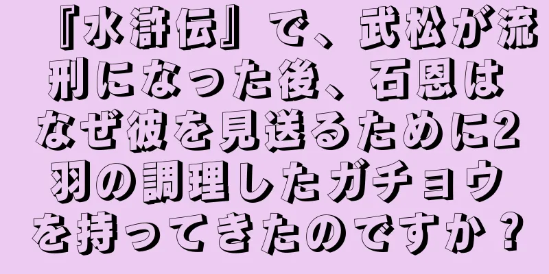 『水滸伝』で、武松が流刑になった後、石恩はなぜ彼を見送るために2羽の調理したガチョウを持ってきたのですか？