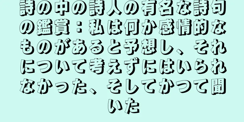 詩の中の詩人の有名な詩句の鑑賞：私は何か感情的なものがあると予想し、それについて考えずにはいられなかった、そしてかつて聞いた