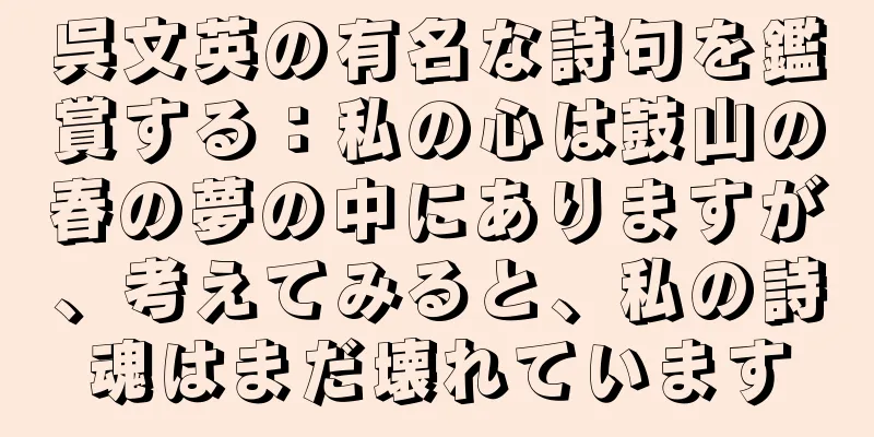 呉文英の有名な詩句を鑑賞する：私の心は鼓山の春の夢の中にありますが、考えてみると、私の詩魂はまだ壊れています