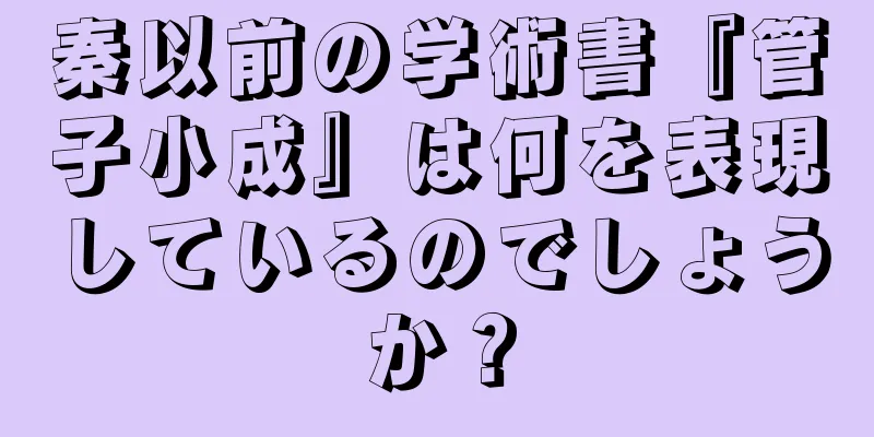 秦以前の学術書『管子小成』は何を表現しているのでしょうか？