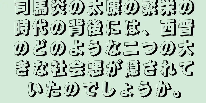 司馬炎の太康の繁栄の時代の背後には、西晋のどのような二つの大きな社会悪が隠されていたのでしょうか。