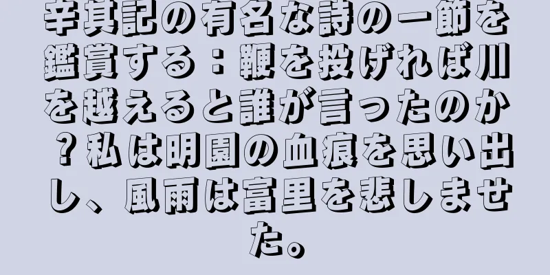 辛其記の有名な詩の一節を鑑賞する：鞭を投げれば川を越えると誰が言ったのか？私は明園の血痕を思い出し、風雨は富里を悲しませた。