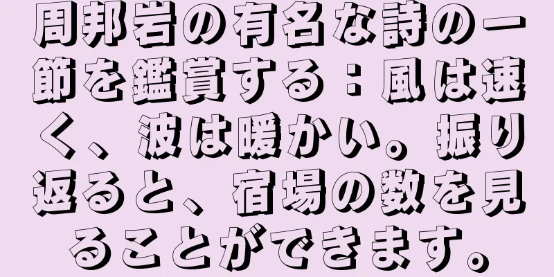 周邦岩の有名な詩の一節を鑑賞する：風は速く、波は暖かい。振り返ると、宿場の数を見ることができます。