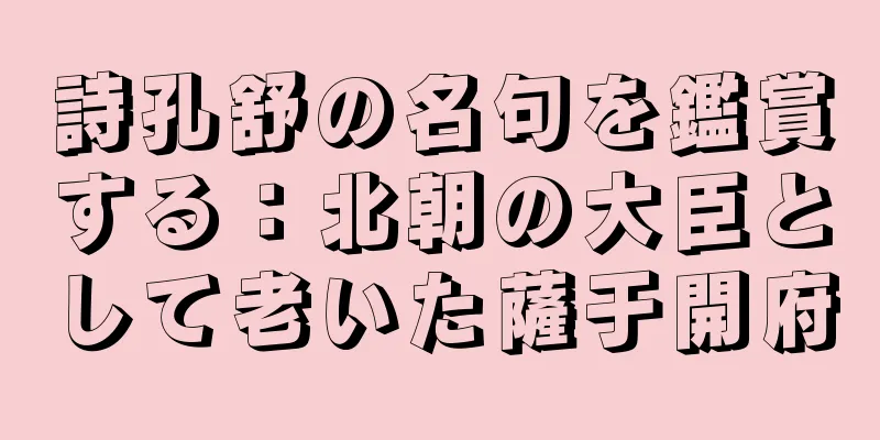 詩孔舒の名句を鑑賞する：北朝の大臣として老いた薩于開府