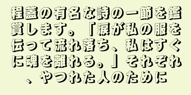 程蓋の有名な詩の一節を鑑賞します。「涙が私の服を伝って流れ落ち、私はすぐに魂を離れる。」それぞれ、やつれた人のために