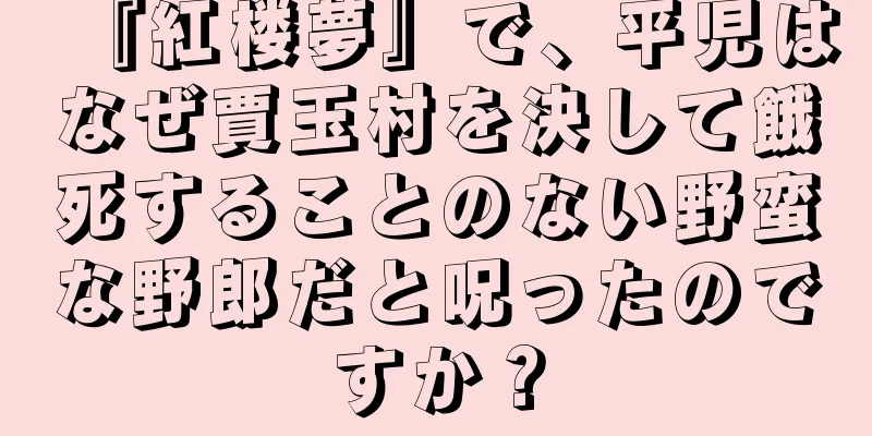 『紅楼夢』で、平児はなぜ賈玉村を決して餓死することのない野蛮な野郎だと呪ったのですか？