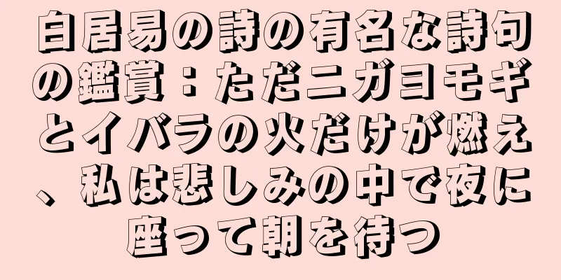 白居易の詩の有名な詩句の鑑賞：ただニガヨモギとイバラの火だけが燃え、私は悲しみの中で夜に座って朝を待つ