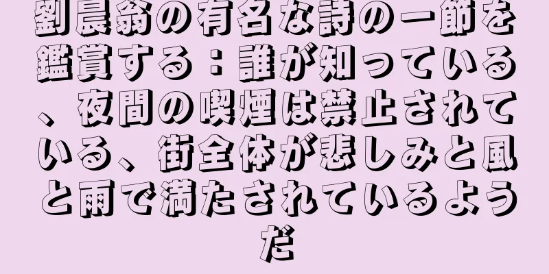劉晨翁の有名な詩の一節を鑑賞する：誰が知っている、夜間の喫煙は禁止されている、街全体が悲しみと風と雨で満たされているようだ