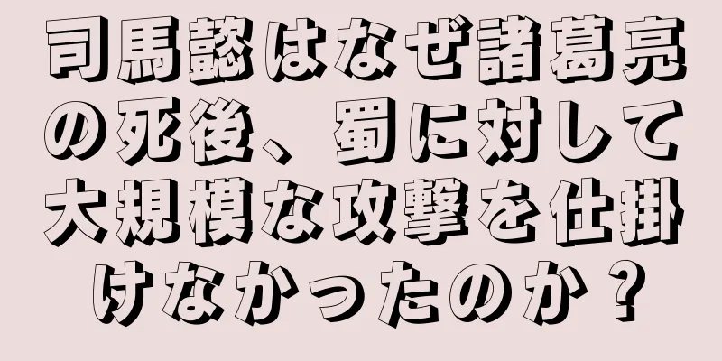 司馬懿はなぜ諸葛亮の死後、蜀に対して大規模な攻撃を仕掛けなかったのか？