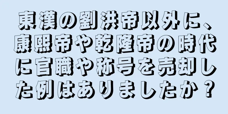 東漢の劉洪帝以外に、康熙帝や乾隆帝の時代に官職や称号を売却した例はありましたか？
