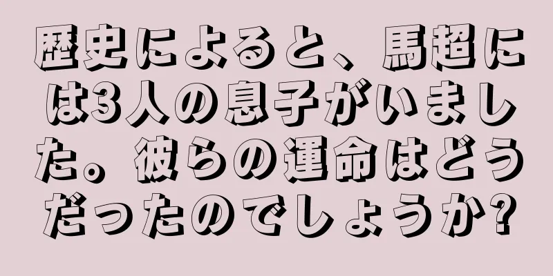 歴史によると、馬超には3人の息子がいました。彼らの運命はどうだったのでしょうか?