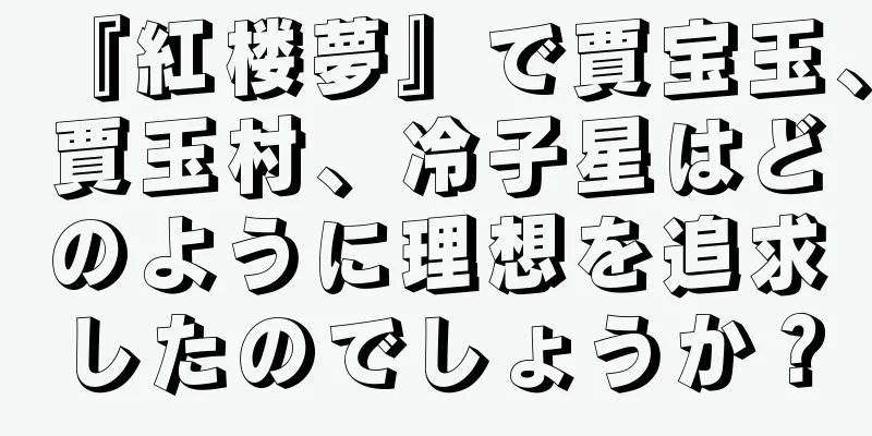 『紅楼夢』で賈宝玉、賈玉村、冷子星はどのように理想を追求したのでしょうか？