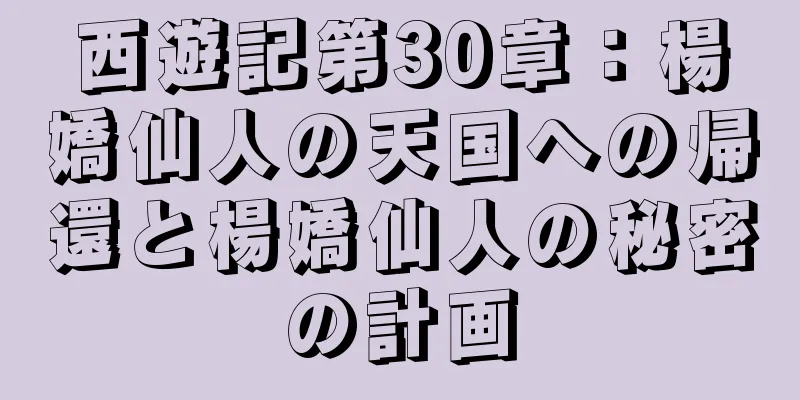 西遊記第30章：楊嬌仙人の天国への帰還と楊嬌仙人の秘密の計画