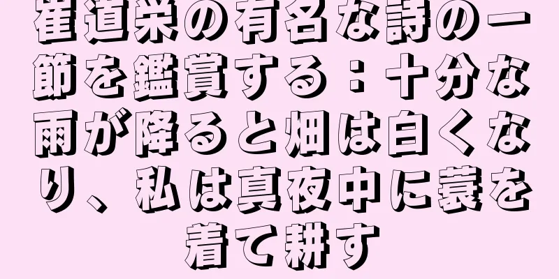 崔道栄の有名な詩の一節を鑑賞する：十分な雨が降ると畑は白くなり、私は真夜中に蓑を着て耕す