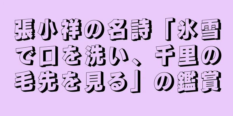 張小祥の名詩「氷雪で口を洗い、千里の毛先を見る」の鑑賞