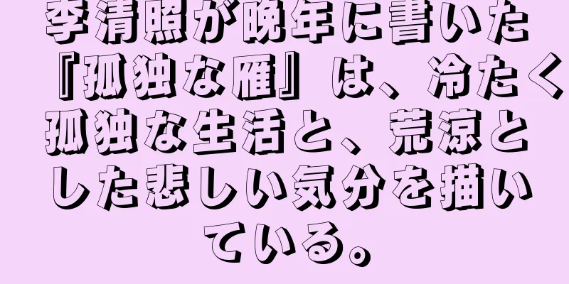 李清照が晩年に書いた『孤独な雁』は、冷たく孤独な生活と、荒涼とした悲しい気分を描いている。
