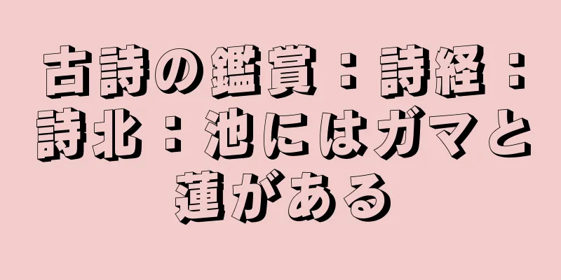 古詩の鑑賞：詩経：詩北：池にはガマと蓮がある