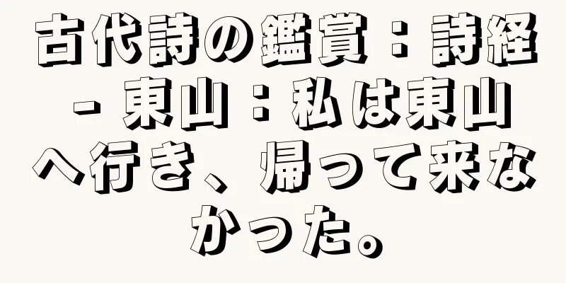 古代詩の鑑賞：詩経 - 東山：私は東山へ行き、帰って来なかった。