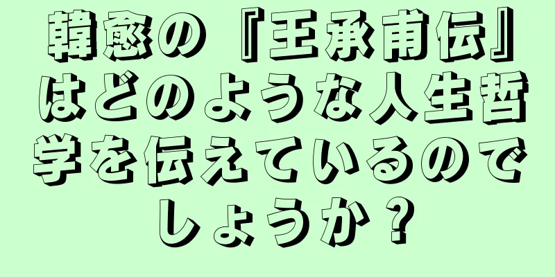 韓愈の『王承甫伝』はどのような人生哲学を伝えているのでしょうか？