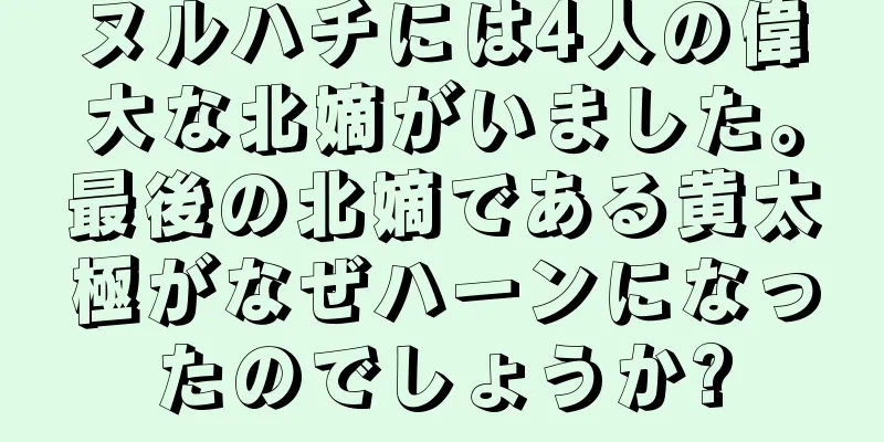 ヌルハチには4人の偉大な北嫡がいました。最後の北嫡である黄太極がなぜハーンになったのでしょうか?