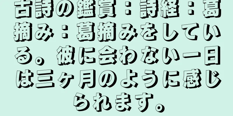 古詩の鑑賞：詩経：葛摘み：葛摘みをしている。彼に会わない一日は三ヶ月のように感じられます。