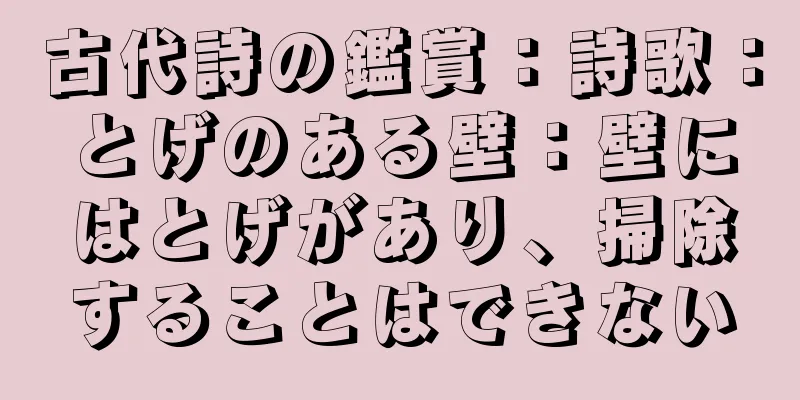 古代詩の鑑賞：詩歌：とげのある壁：壁にはとげがあり、掃除することはできない