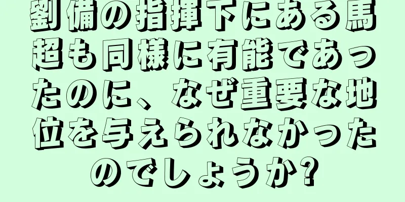 劉備の指揮下にある馬超も同様に有能であったのに、なぜ重要な地位を与えられなかったのでしょうか?