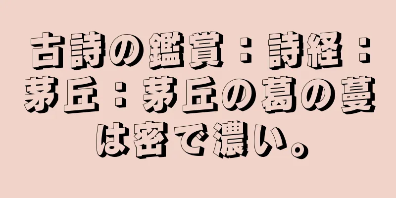 古詩の鑑賞：詩経：茅丘：茅丘の葛の蔓は密で濃い。