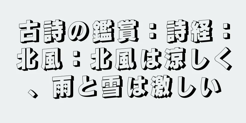 古詩の鑑賞：詩経：北風：北風は涼しく、雨と雪は激しい
