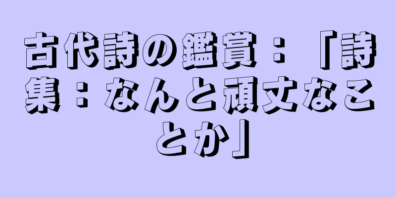 古代詩の鑑賞：「詩集：なんと頑丈なことか」