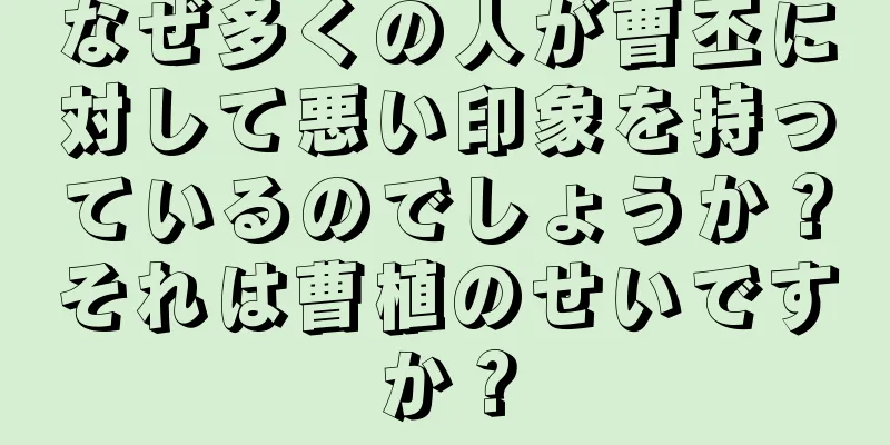 なぜ多くの人が曹丕に対して悪い印象を持っているのでしょうか？それは曹植のせいですか？