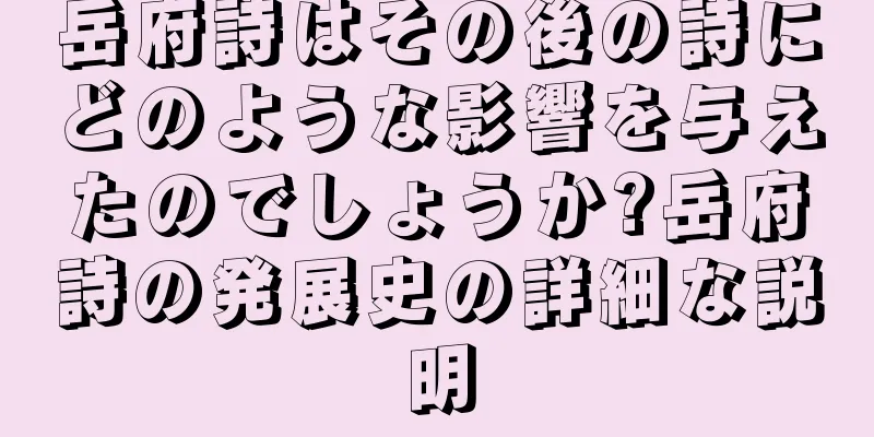 岳府詩はその後の詩にどのような影響を与えたのでしょうか?岳府詩の発展史の詳細な説明