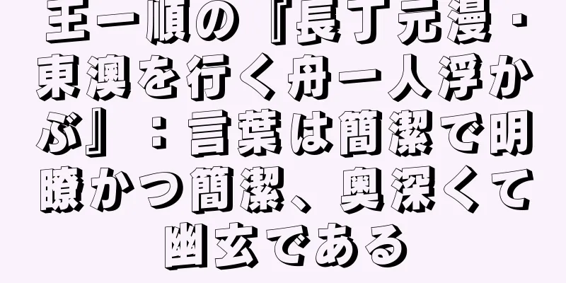 王一順の『長丁元漫・東澳を行く舟一人浮かぶ』：言葉は簡潔で明瞭かつ簡潔、奥深くて幽玄である