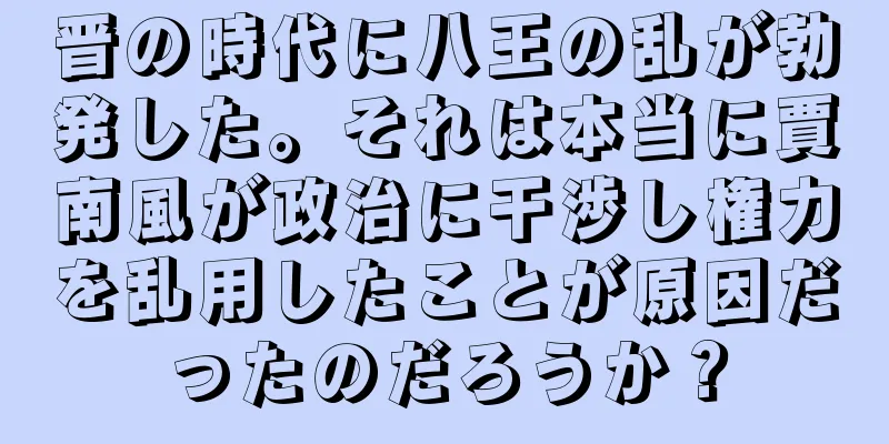 晋の時代に八王の乱が勃発した。それは本当に賈南風が政治に干渉し権力を乱用したことが原因だったのだろうか？
