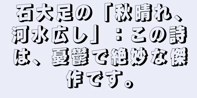 石大足の「秋晴れ、河水広し」：この詩は、憂鬱で絶妙な傑作です。
