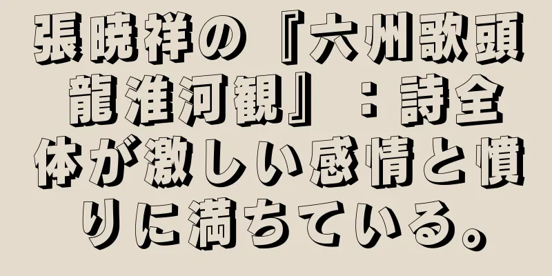 張暁祥の『六州歌頭 龍淮河観』：詩全体が激しい感情と憤りに満ちている。