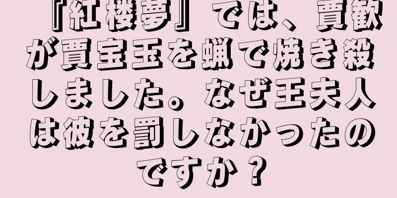 『紅楼夢』では、賈歓が賈宝玉を蝋で焼き殺しました。なぜ王夫人は彼を罰しなかったのですか？