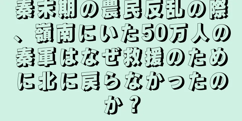秦末期の農民反乱の際、嶺南にいた50万人の秦軍はなぜ救援のために北に戻らなかったのか？