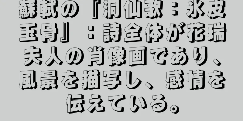 蘇軾の『洞仙歌：氷皮玉骨』：詩全体が花瑞夫人の肖像画であり、風景を描写し、感情を伝えている。