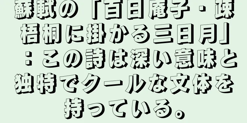 蘇軾の「百日庵子・疎梧桐に掛かる三日月」：この詩は深い意味と独特でクールな文体を持っている。