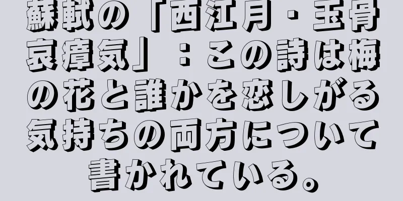 蘇軾の「西江月・玉骨哀瘴気」：この詩は梅の花と誰かを恋しがる気持ちの両方について書かれている。