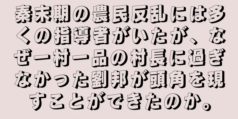 秦末期の農民反乱には多くの指導者がいたが、なぜ一村一品の村長に過ぎなかった劉邦が頭角を現すことができたのか。