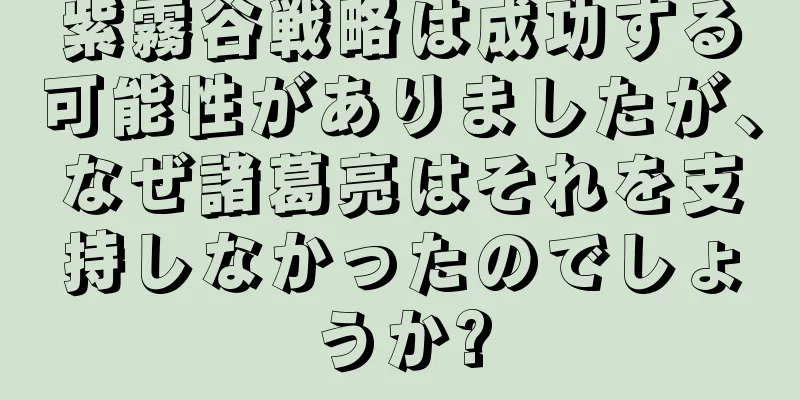 紫霧谷戦略は成功する可能性がありましたが、なぜ諸葛亮はそれを支持しなかったのでしょうか?