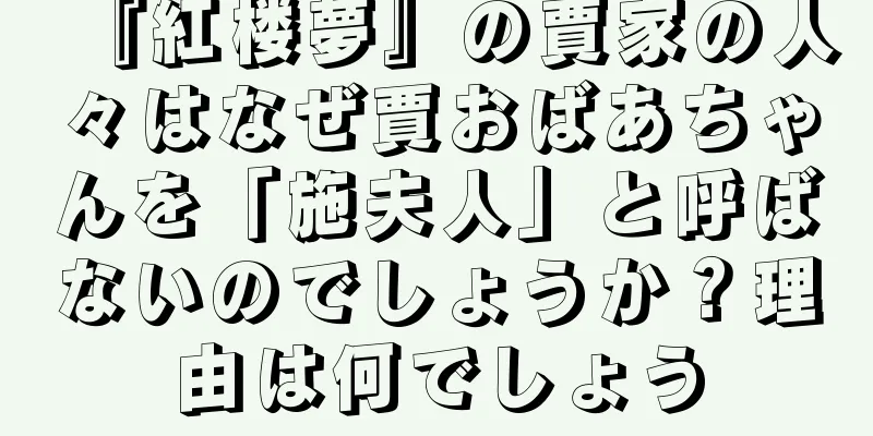 『紅楼夢』の賈家の人々はなぜ賈おばあちゃんを「施夫人」と呼ばないのでしょうか？理由は何でしょう