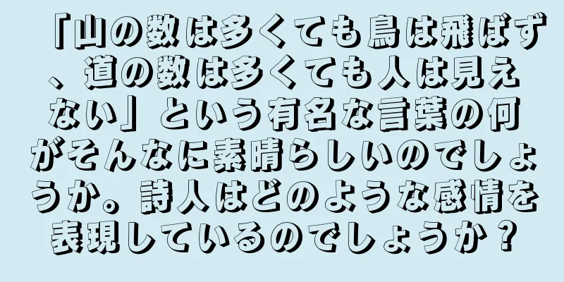 「山の数は多くても鳥は飛ばず、道の数は多くても人は見えない」という有名な言葉の何がそんなに素晴らしいのでしょうか。詩人はどのような感情を表現しているのでしょうか？