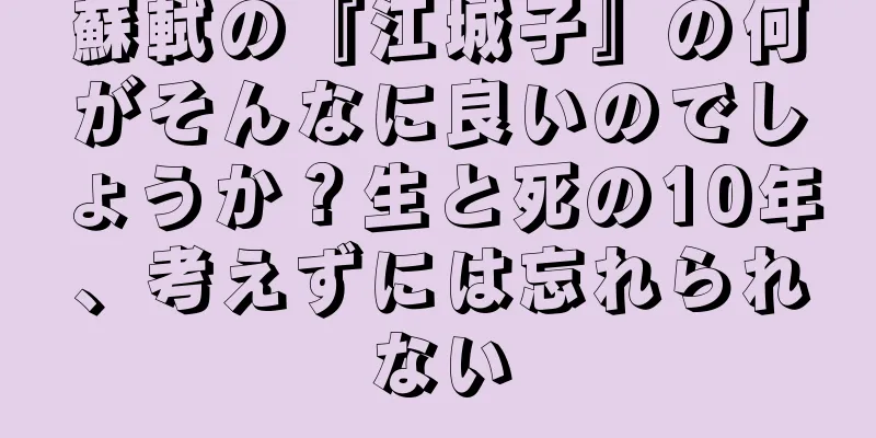 蘇軾の『江城子』の何がそんなに良いのでしょうか？生と死の10年、考えずには忘れられない