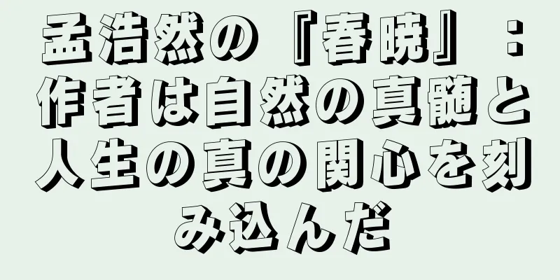 孟浩然の『春暁』：作者は自然の真髄と人生の真の関心を刻み込んだ