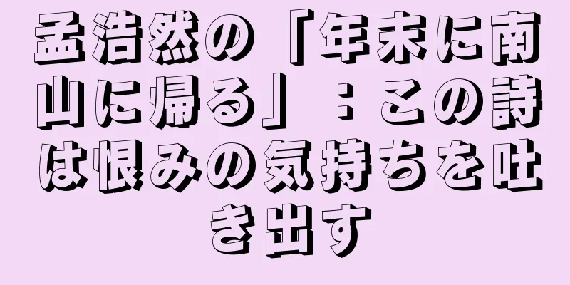 孟浩然の「年末に南山に帰る」：この詩は恨みの気持ちを吐き出す